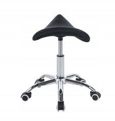 Ergonomiczny taboret siodłowy z regulacją obrotowy czarna ekoskóra