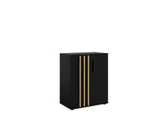 Komoda NOVA 60 cm z lamelami - Czarny / Dąb Artisan