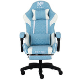 Ergonomiczny Fotel Gamingowy INFINI Core z Podnóżkiem, Błękitna Tkanina