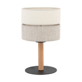 Lampa stołowa TK Lighting ECO 5596, czarna z drewnem i tkaniną