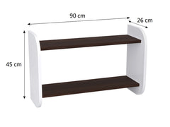 Biało-niebieska półka wisząca podwójna 90 cm na książki i ozdoby