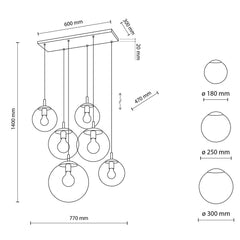 Lampa wisząca TK Lighting Esme: nowoczesne szklane klosze multi