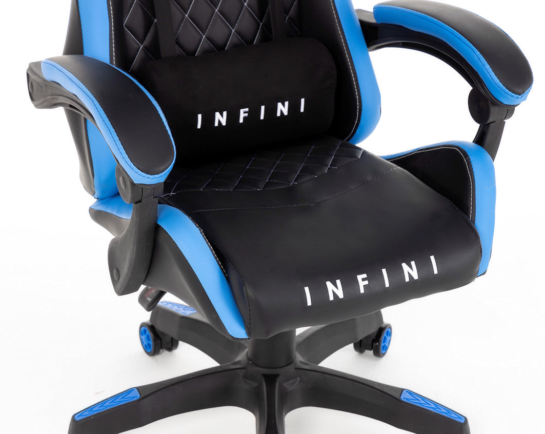 Ergonomiczny Fotel Gamingowy Infini Five Czarno-Niebieski, Ciche Kółka