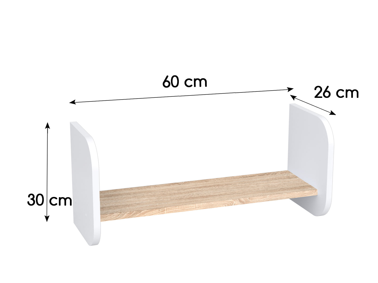 Lendo Półka Wisząca 60cm Biało-Wenge - Płyta Laminowana