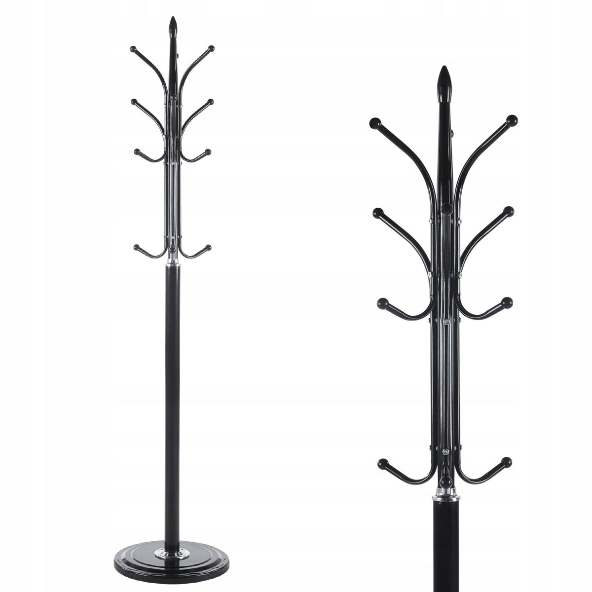 Elegancki Wieszak Stalowy Czarny 12 Haczyków 180 cm