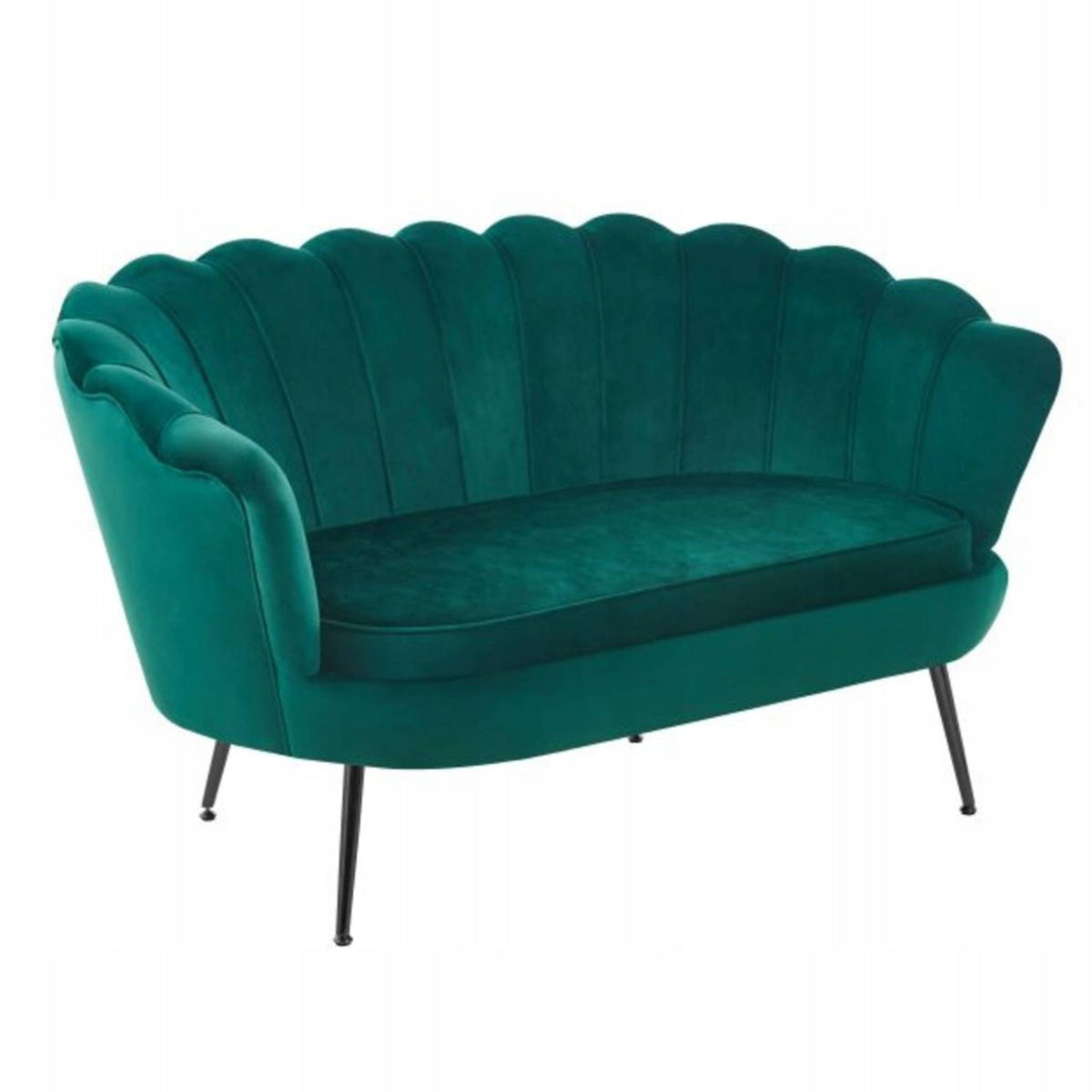 Glamour Sofa Zielona Welurowa Dwuosobowa Muszelka