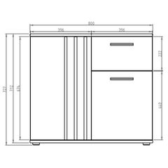 Komoda NOVA 80 cm z lamelami - Biały / Dąb Artisan