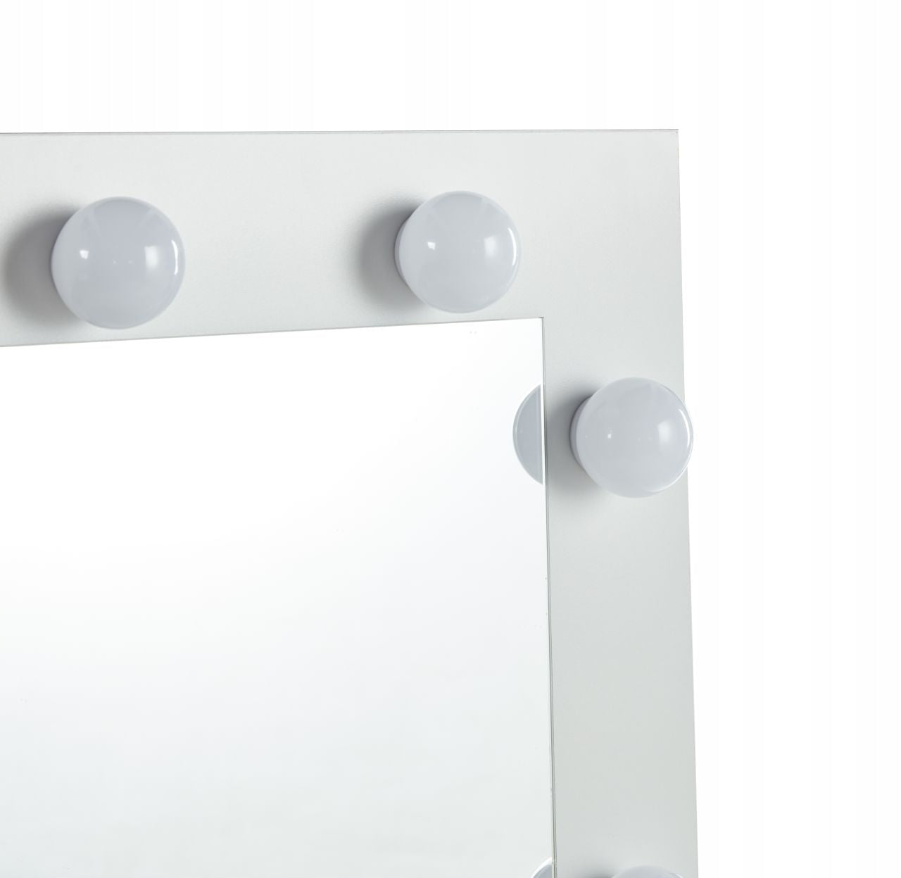 Elegancka toaletka biała 100cm, lustro LED, złoty stelaż