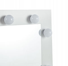 Elegancka toaletka biała 100cm, lustro LED, złoty stelaż