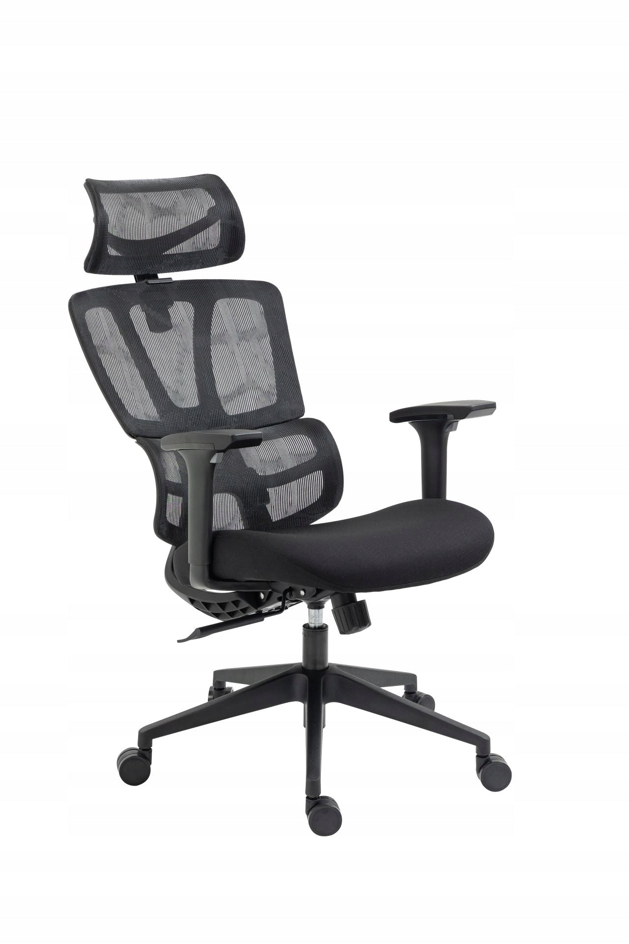 Krzesło ergonomiczne obrotowe Furnitex czarne, wsparcie kręgosłupa