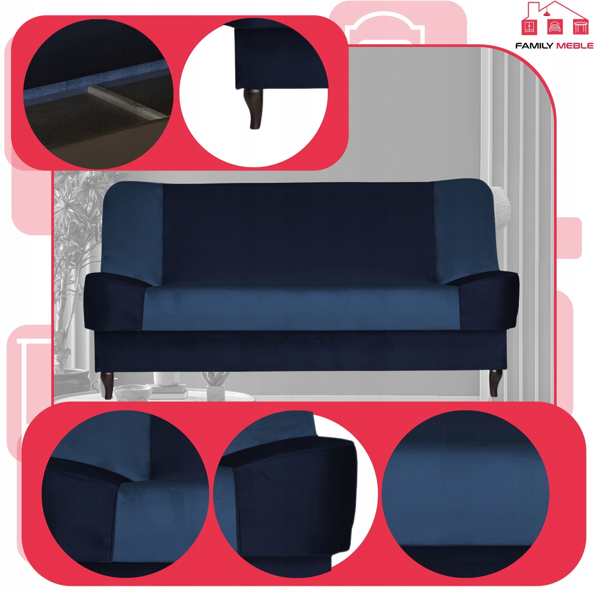 Kanapa Sara Duo rozkładana wersalka bonell, pojemnik na pościel