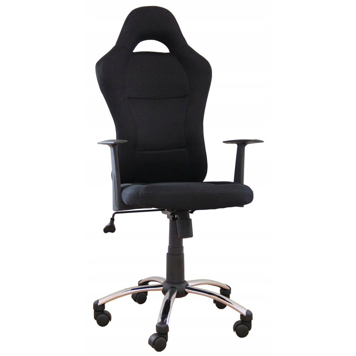 Ergonomiczny fotel obrotowy Furnitex, czarny siatkowy z zagłówkiem