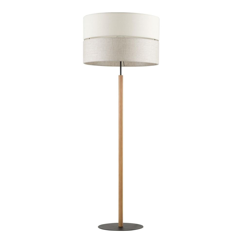 Lampa podłogowa ECO 5597 TK Lighting, czarny stelaż, abażur szaro-beżowy