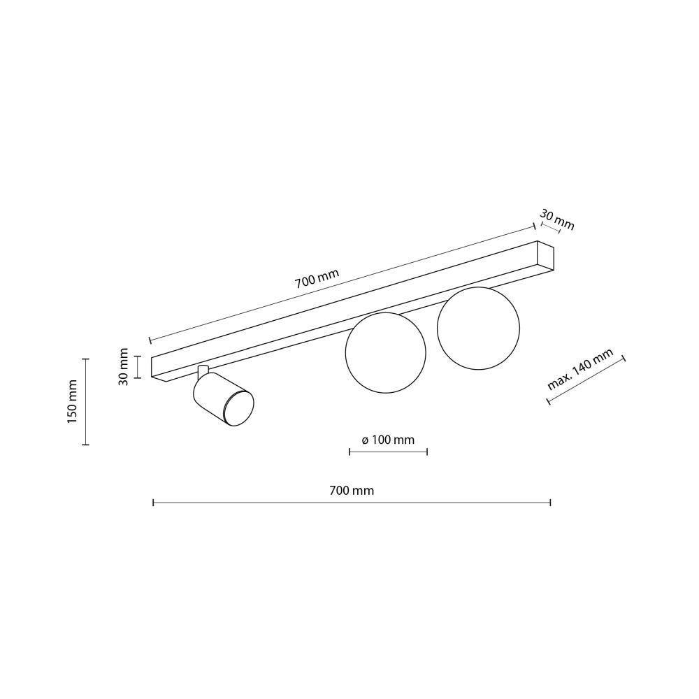 Minimalistyczna lampa sufitowa VOX 10001 z regulowanym reflektorem