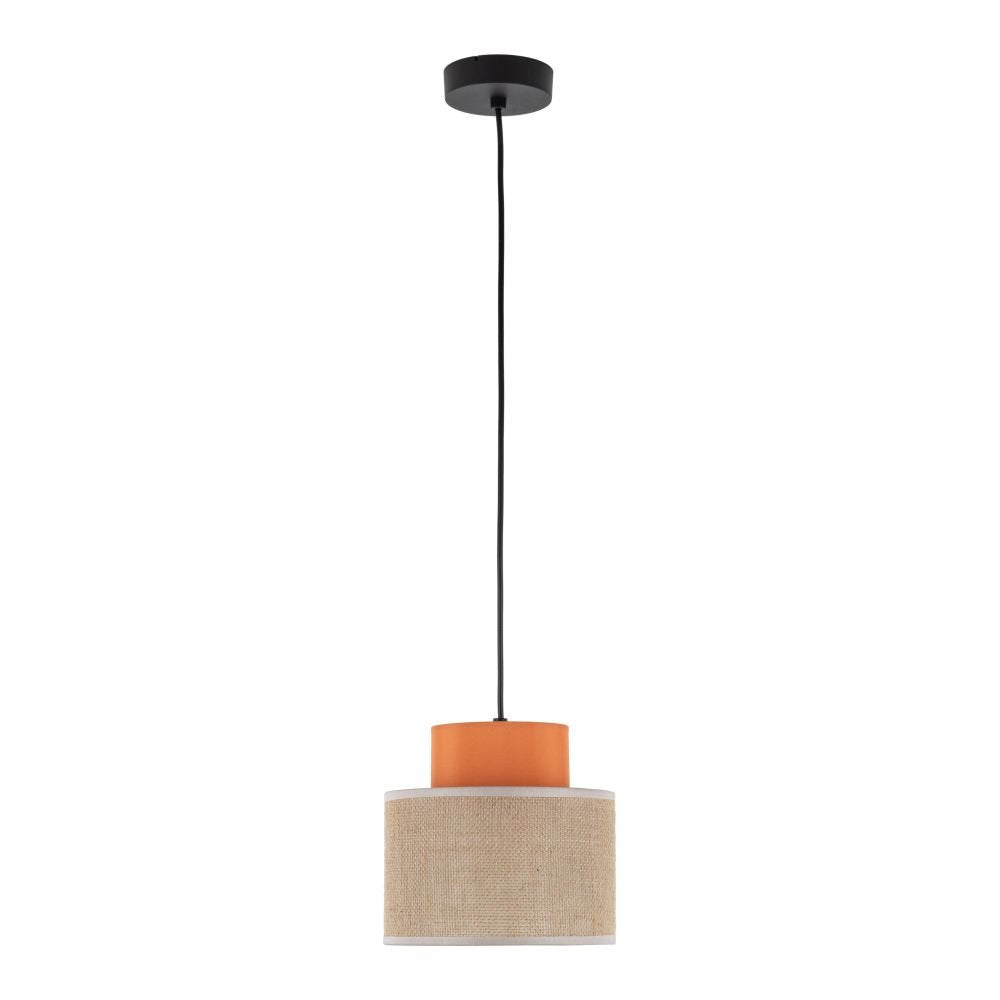 Lampa wisząca Duo z jutowym abażurem pomarańczowym 3255 TK Lighting