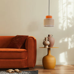 Lampa wisząca Duo z jutowym abażurem pomarańczowym 3255 TK Lighting