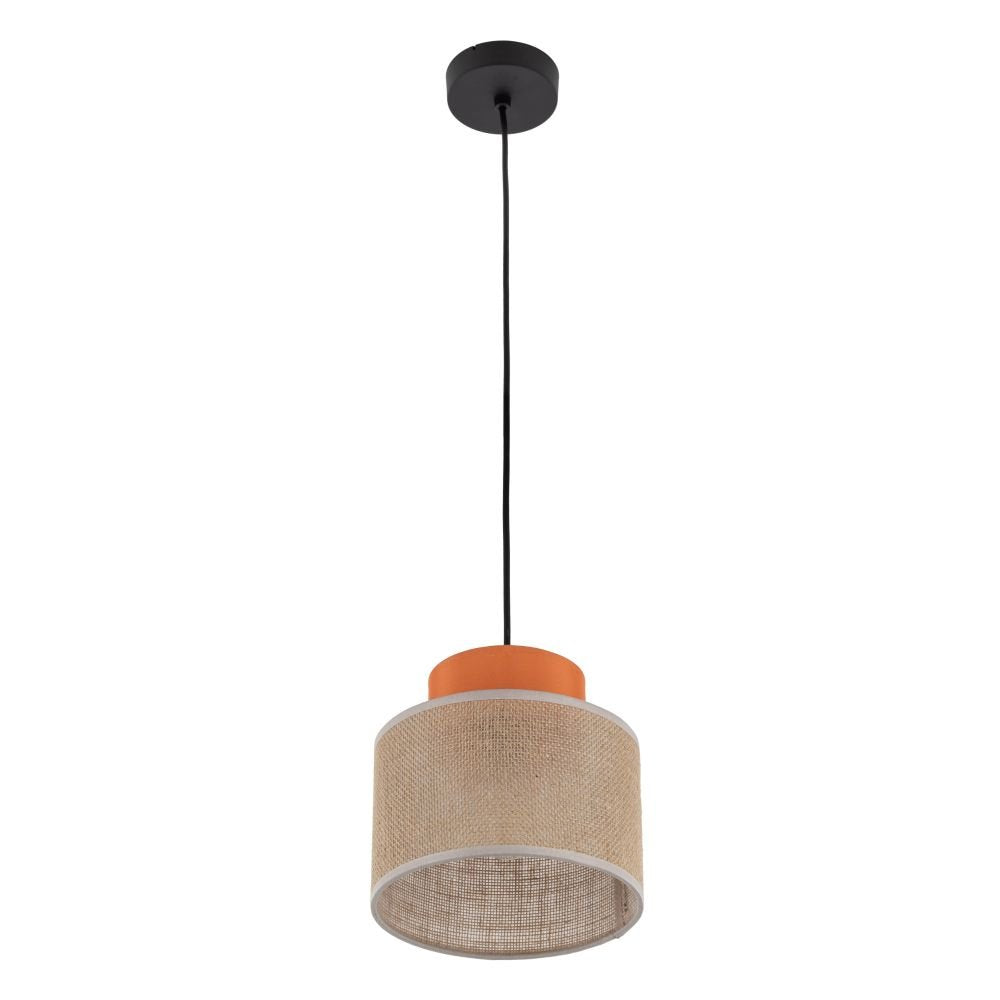 Lampa wisząca Duo z jutowym abażurem pomarańczowym 3255 TK Lighting